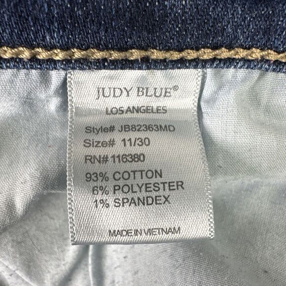 Judy Blue Jeans Womens 11/30 Blue Boyfriend Fit Distressed Stretch Mid Rise - Picture 10 of 13